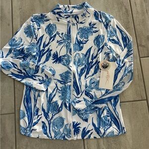 NWT Ladies GOTTEX Blue Tulip Golf/Tennis Shirt-Size Large